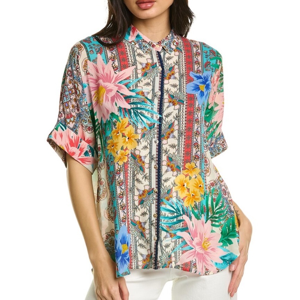 Johnny Was Clover Button Down Shirt In Multi size small - Picture 7 of 9